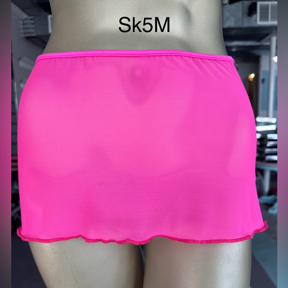 Exotic Dancewear Mesh Skirt- Neon Pink